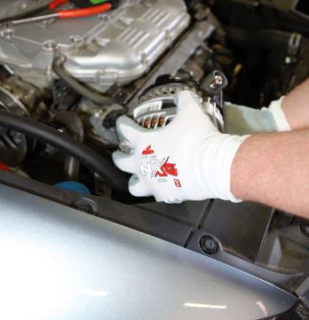 Workplace Safety Gloves and Masks mechanic under hood